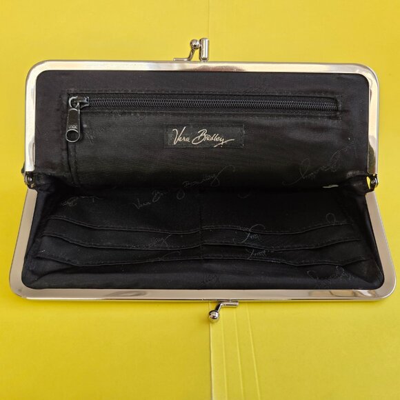 Vera Bradley Caffe Latte Brown Black Tan Large Clutch Wallet - Picture 4 of 6